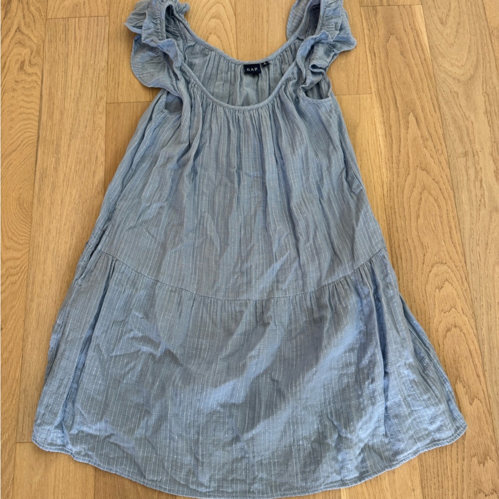 GAP Light Blue Textured Ruffle dress